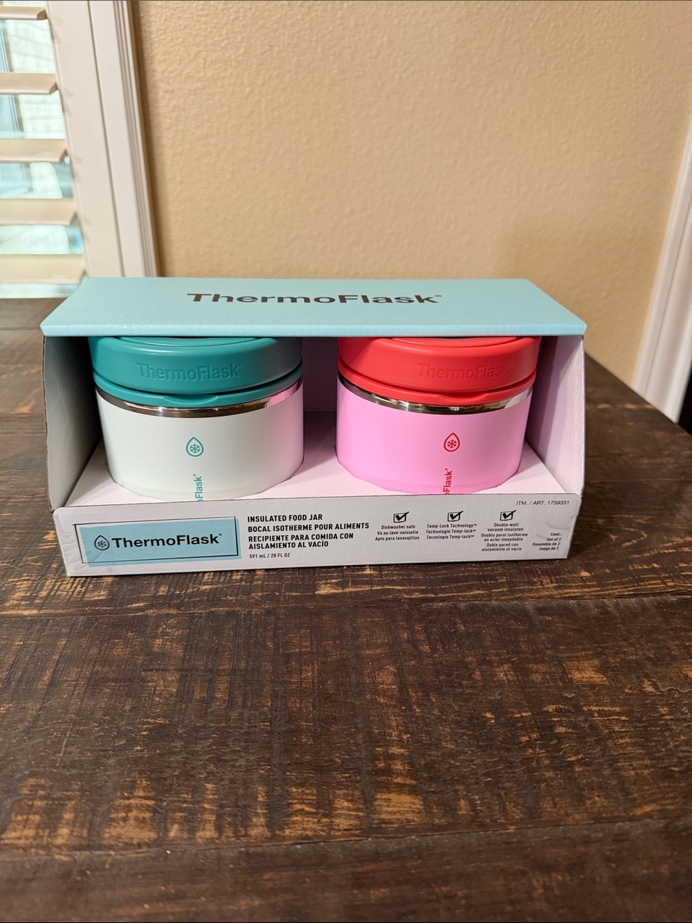 ThermoFlask Insulated Food Jars – Teal & Pink